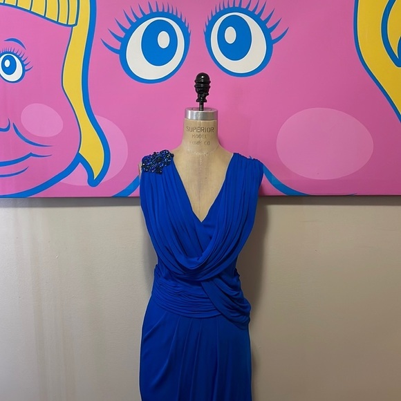 David Meister Cobalt Blue Jersey Party Dress